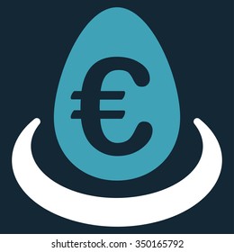 Euro Deposit vector icon. Style is bicolor flat symbol, blue and white colors, rounded angles, dark blue background.