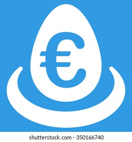 Euro Deposit vector icon. Style is flat symbol, white color, rounded angles, blue background.