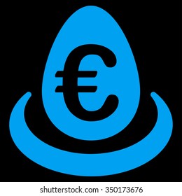 Euro Deposit vector icon. Style is flat symbol, blue color, rounded angles, black background.