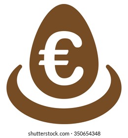 Euro Deposit vector icon. Style is flat symbol, brown color, rounded angles, white background.
