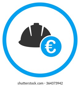 Euro Development Cost vector icon. Style is bicolor flat symbol, blue and gray colors, rounded angles, white background.
