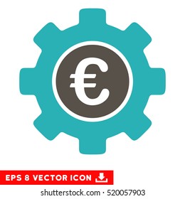 Euro Development Gear EPS vector pictogram. Illustration style is flat iconic bicolor grey and cyan symbol on white background.