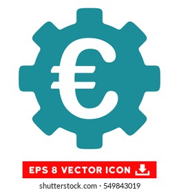 Euro Development Gear EPS vector pictogram. Illustration style is flat iconic soft blue symbol on white background.