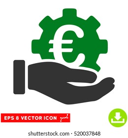 Euro Development Service Hand EPS vector pictograph. Illustration style is flat iconic bicolor green and gray symbol on white background.