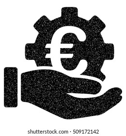 Euro Development Service Hand grainy textured icon for overlay watermark stamps. Flat symbol with scratched texture. Dotted vector black ink rubber seal stamp with grunge design on a white background.