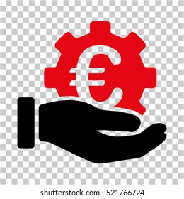 Euro Development Service Hand icon. Vector pictogram style is a flat bicolor symbol, intensive red and black colors, chess transparent background.