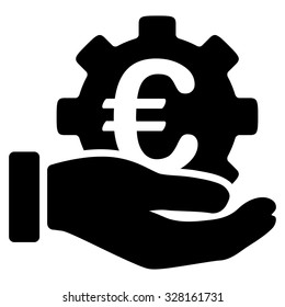 Euro Development Service vector icon. Style is flat symbol, black color, rounded angles, white background.