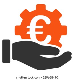 Euro Development Service vector icon. Style is bicolor flat symbol, orange and gray colors, rounded angles, white background.