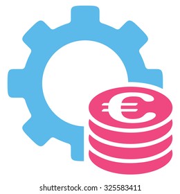 Euro Development vector icon. Style is bicolor flat symbol, pink and blue colors, rounded angles, white background.