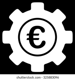 Euro Development vector icon. Style is flat symbol, white color, rounded angles, black background.