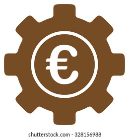 Euro Development vector icon. Style is flat symbol, brown color, rounded angles, white background.