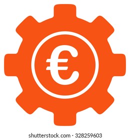 Euro Development vector icon. Style is flat symbol, orange color, rounded angles, white background.