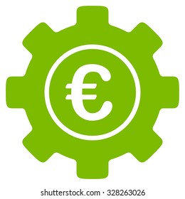 Euro Development vector icon. Style is flat symbol, eco green color, rounded angles, white background.