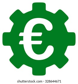 Euro Development vector icon. Style is flat symbol, green color, rounded angles, white background.