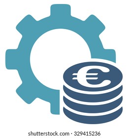 Euro Development vector icon. Style is bicolor flat symbol, cyan and blue colors, rounded angles, white background.