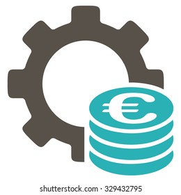 Euro Development vector icon. Style is bicolor flat symbol, grey and cyan colors, rounded angles, white background.