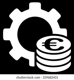 Euro Development vector icon. Style is flat symbol, white color, rounded angles, black background.