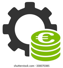 Euro Development vector icon. Style is bicolor flat symbol, eco green and gray colors, rounded angles, white background.