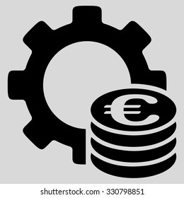 Euro Development vector icon. Style is flat symbol, black color, rounded angles, light gray background.