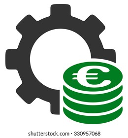 Euro Development vector icon. Style is bicolor flat symbol, green and gray colors, rounded angles, white background.