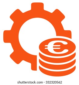 Euro Development vector icon. Style is flat symbol, orange color, rounded angles, white background.