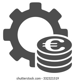 Euro Development vector icon. Style is flat symbol, gray color, rounded angles, white background.