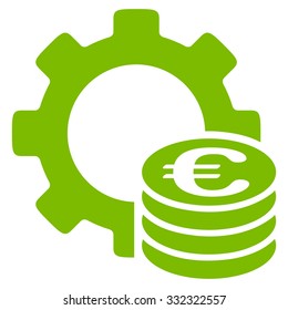 Euro Development vector icon. Style is flat symbol, eco green color, rounded angles, white background.