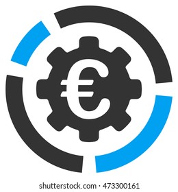 Euro Diagram Configuration icon. Vector style is bicolor flat iconic symbol, blue and gray colors, white background.