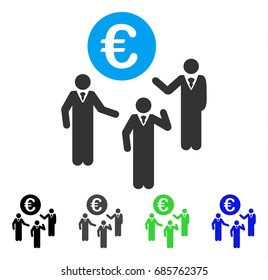 Euro Discussion flat vector icon. Colored Euro discussion gray, black, blue, green icon versions. Flat icon style for web design.