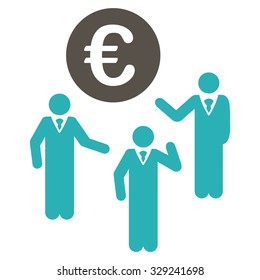 Euro Discussion vector icon. Style is bicolor flat symbol, grey and cyan colors, rounded angles, white background.