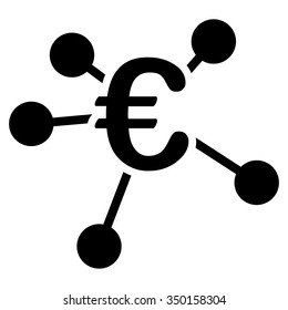 Euro Distribution vector icon. Style is flat symbol, black color, rounded angles, white background.
