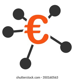 Euro Distribution vector icon. Style is bicolor flat symbol, orange and gray colors, rounded angles, white background.