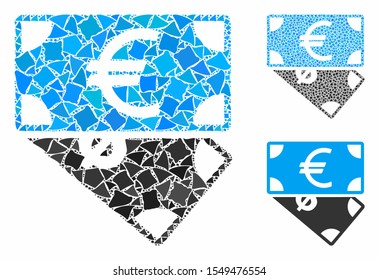 Euro and Dollar banknotes composition of tuberous parts in various sizes and color hues, based on Euro and Dollar banknotes icon. Vector bumpy elements are combined into collage.