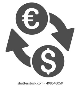 Euro Dollar Change icon. Vector style is flat iconic symbol, gray color, white background.