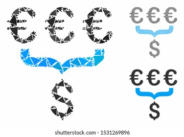 Euro Dollar conversion aggregator composition of uneven elements in different sizes and color tints, based on Euro Dollar conversion aggregator icon.