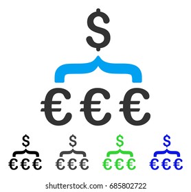 Euro Dollar Conversion Aggregator flat vector icon. Colored euro dollar conversion aggregator gray, black, blue, green icon versions. Flat icon style for application design.