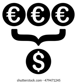 Euro Dollar Conversion Aggregator icon. Vector style is flat iconic symbol, black color, white background.