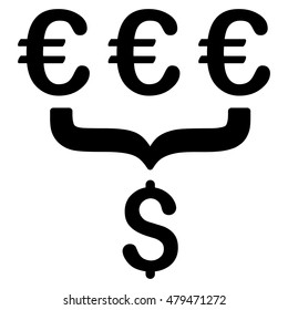 Euro Dollar Conversion Aggregator icon. Vector style is flat iconic symbol, black color, white background.