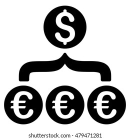 Euro Dollar Conversion Aggregator icon. Vector style is flat iconic symbol, black color, white background.