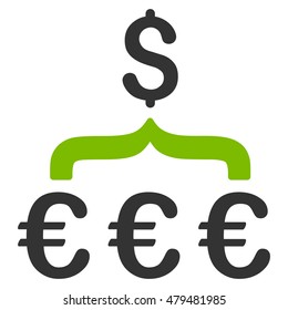 Euro Dollar Conversion Aggregator icon. Vector style is bicolor flat iconic symbol, eco green and gray colors, white background.