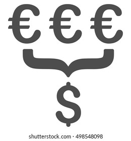 Euro Dollar Conversion Aggregator icon. Vector style is flat iconic symbol, gray color, white background.