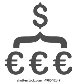 Euro Dollar Conversion Aggregator icon. Vector style is flat iconic symbol, gray color, white background.