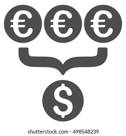 Euro Dollar Conversion Aggregator icon. Vector style is flat iconic symbol, gray color, white background.