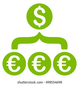 Euro Dollar Conversion Aggregator icon. Vector style is flat iconic symbol, eco green color, white background.