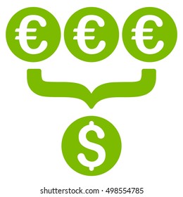 Euro Dollar Conversion Aggregator icon. Vector style is flat iconic symbol, eco green color, white background.