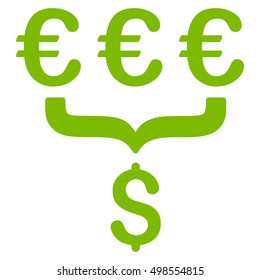 Euro Dollar Conversion Aggregator icon. Vector style is flat iconic symbol, eco green color, white background.