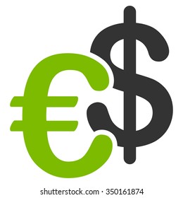 Euro Dollar Currency vector icon. Style is bicolor flat symbol, eco green and gray colors, rounded angles, white background.