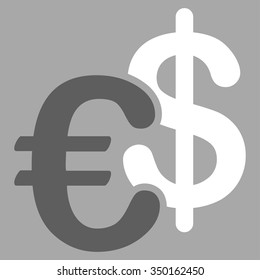 Euro Dollar Currency vector icon. Style is bicolor flat symbol, dark gray and white colors, rounded angles, silver background.