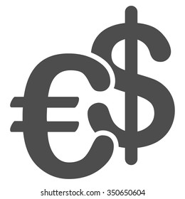 Euro Dollar Currency vector icon. Style is flat symbol, gray color, rounded angles, white background.