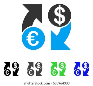 Euro Dollar Exchange Arrows flat vector icon. Colored euro dollar exchange arrows gray, black, blue, green pictogram versions. Flat icon style for application design.